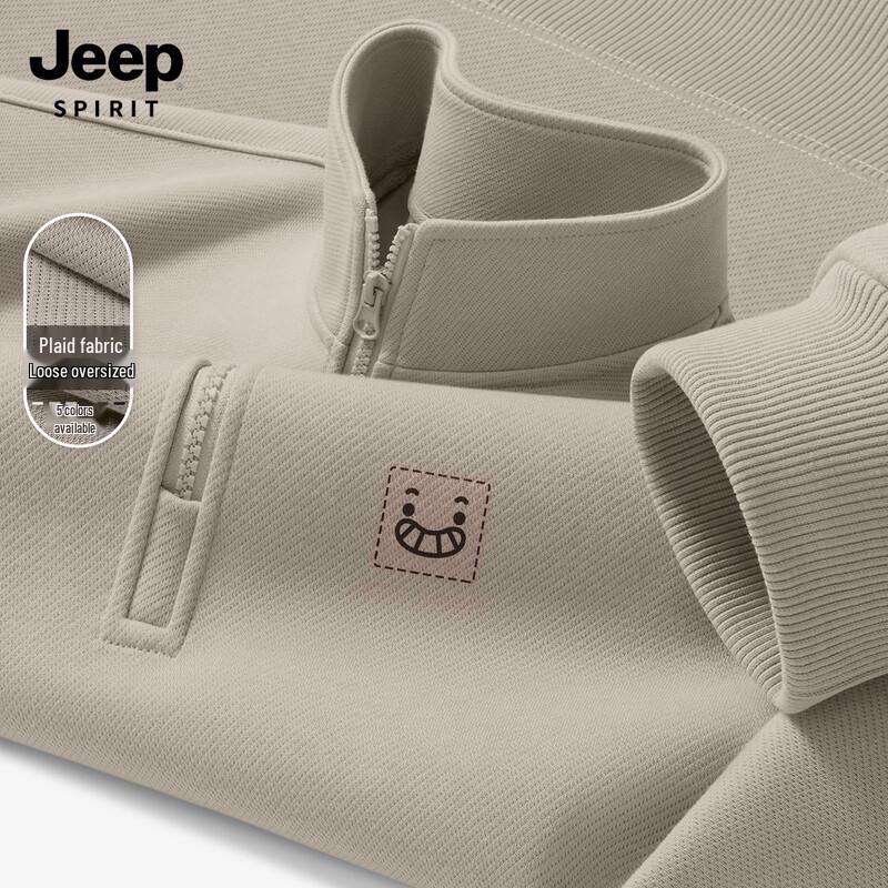 JEEP SPIRIT Men s 2026 Spring/Autumn Half-Zip Casual Sweatshirt M
