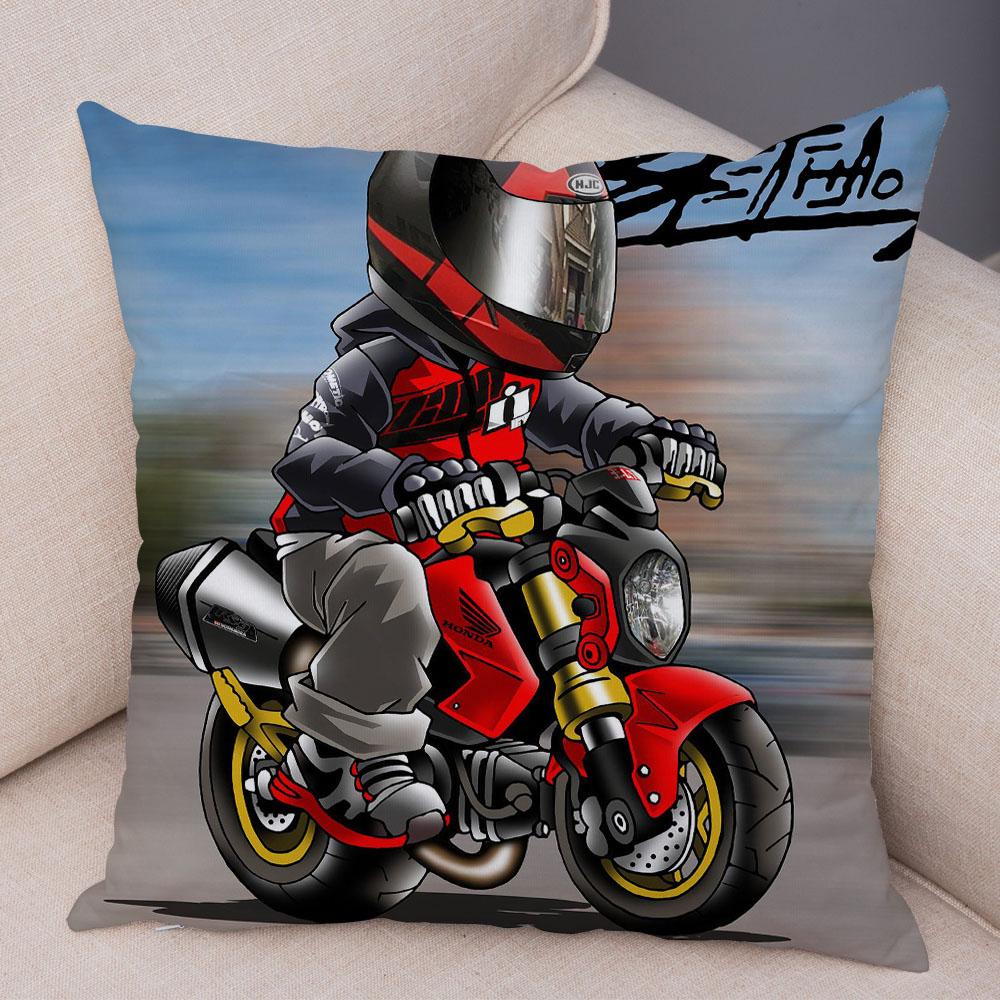 Capa de almofada para esportes radicais, capa decorativa de desenho animado para motocicleta, fronha de poliéster, cor móvel, bicicleta, sofá, casa, carro