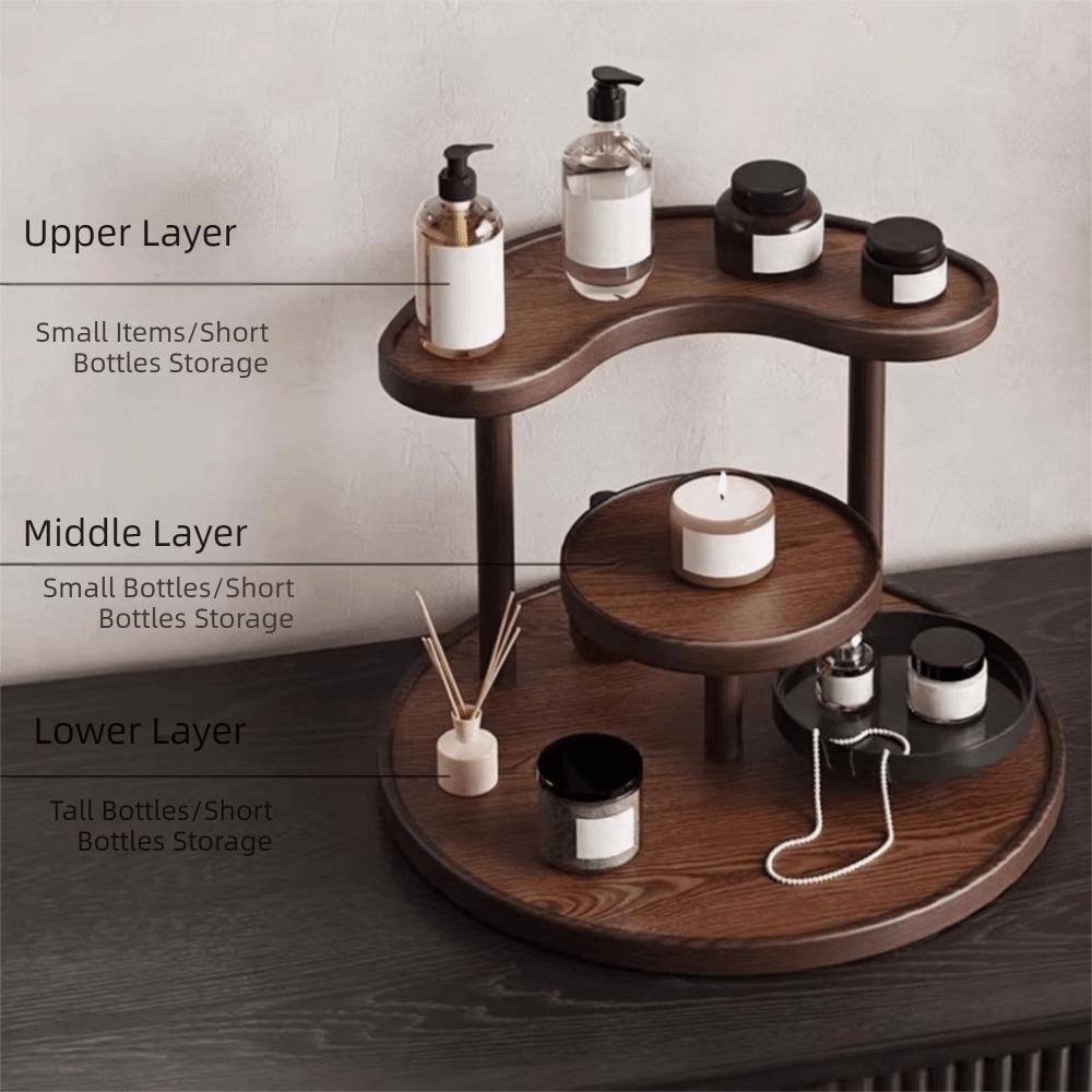 Curved Edge 3-Tier Round Shelf Large Capacity Perfume Jewelry Display Stand  Study