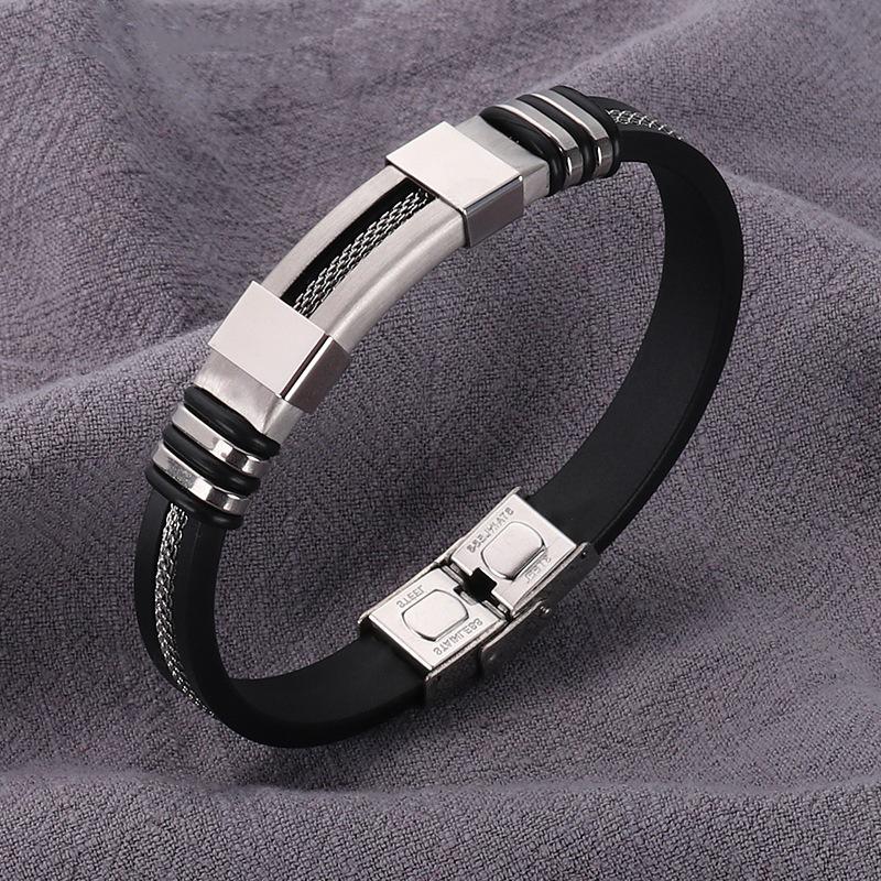 Men's Hip-Hop Titanium Steel & Silicone Bracelet