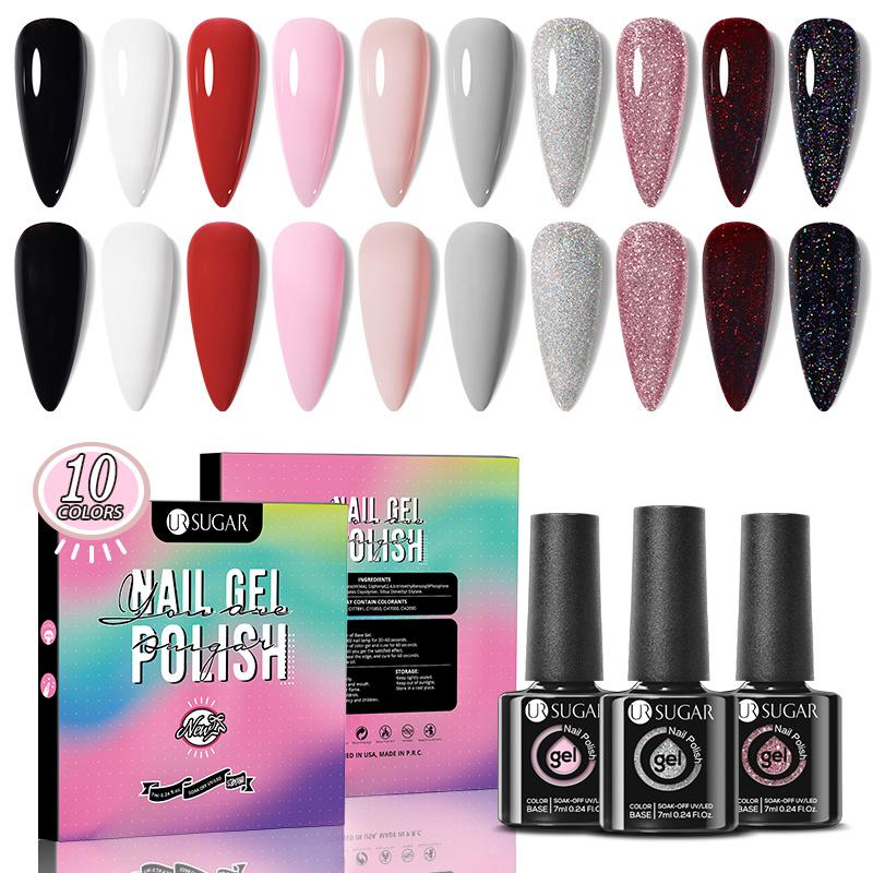 

UR SUGAR 10 шт. Цветной гель для ногтей Весь набор Блестки Блестки Пайетки Гель-лак Набор Полуперманентный Впитывание УФ-светодиодный гель-лак Маникюр