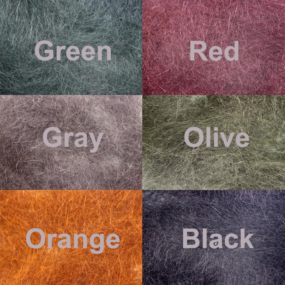 Bimoo Squirrel Hair Fiber Natural Dubbing Fiber for Nymph Scud Streamers Fly Tying Material Orange Green Olive Black Gray 1 Pack