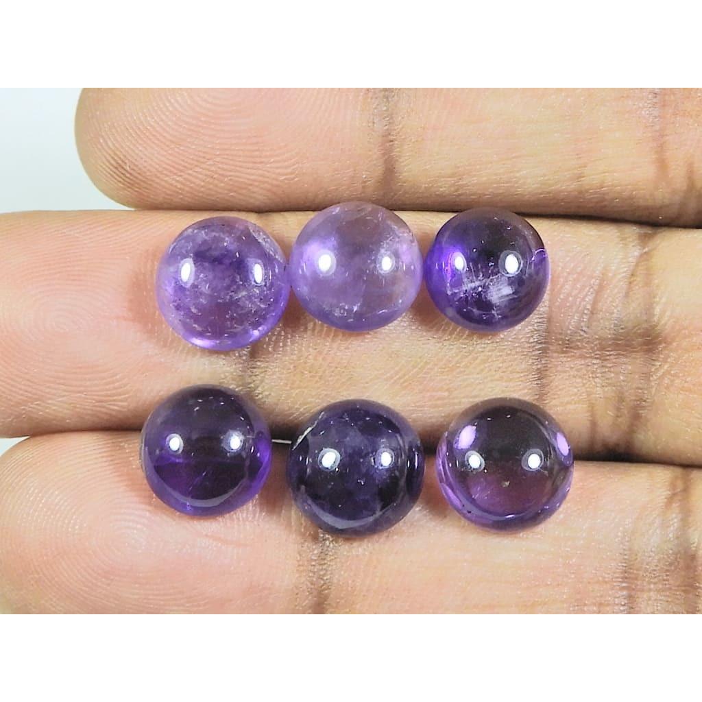 

Кольцо с натуральным аметистом 9 мм, размер, круглый кабошон, россыпь драгоценных камней, лот 6 шт., 23 карата. А-450