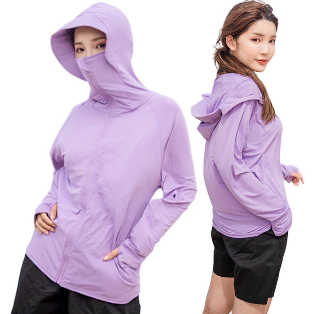 

UV Protection Hoodie for Cooling Rash Sun Body Long Sleeves [ZAIDEA] Women, Mid-Length, Cool, Top, Sunscreen, Guard, Swimsuit, Lightweight, фиолетовый