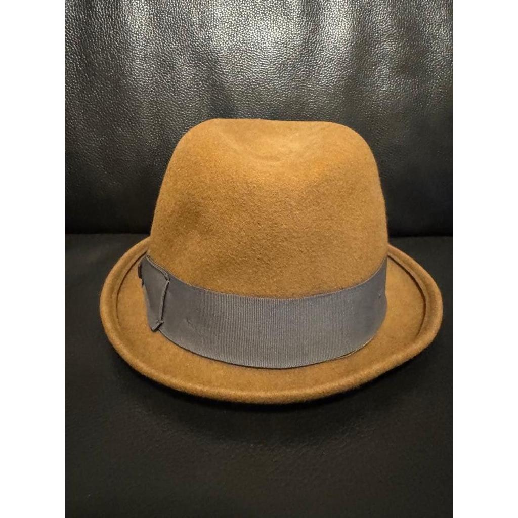 Used Brixton Beige Wool Felt Hat Gray Ribbon