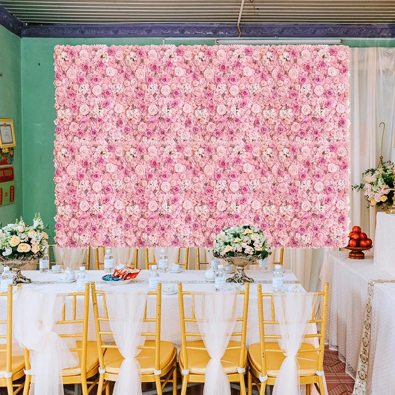 35x35cm Color Artificial Rose Flower Wall Panels Faux Rose Flower Row Stage Backdrop Layout Wedding Proposal Party Home Decor