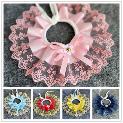 Dog Pet Crew Neck Sweet Scarf, Cat Scarf, Lace Bow Saliva Towel Pet Collar