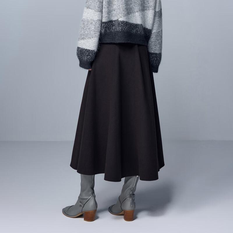 Sancai Women s Wool Blend A-Line Midi Skirt S