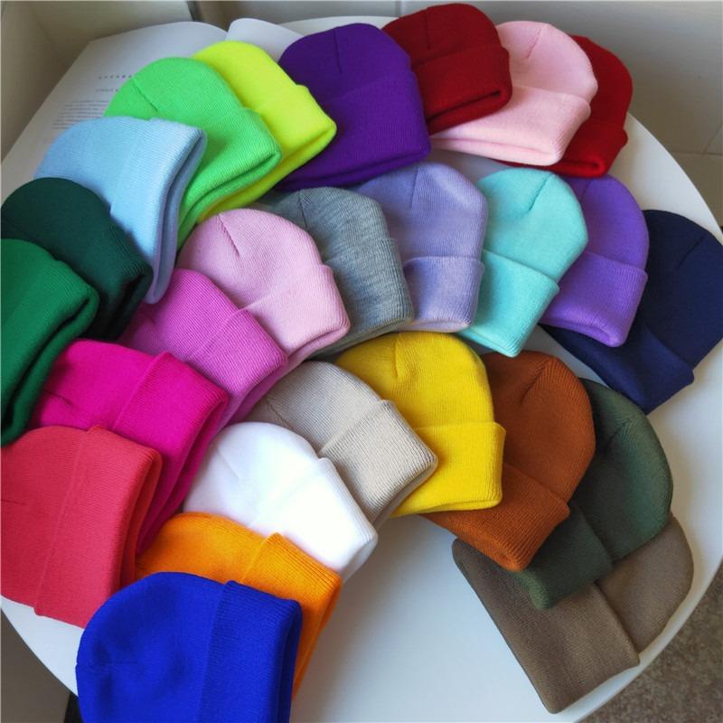 Solid Color Knitted Hat Harajuku Versatile Thin Wool Hat Autumn and Winter Bag Head Warm Melon Fur Hat Men's Cold Hat Women