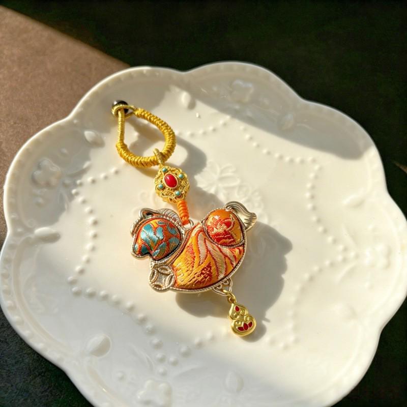 Pure Handmade Song Brocade Horse Pendant Charm – Double-Sided Fortune & Prosperity Tassel Ornament