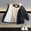 Children Winter Warm Thicken Plus Velvet Jacket Teen Hooded Coat Kids Parka Outerwear Boys Clothing Casual Clothes