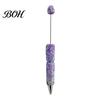 Crystal Diamond Gel Pen Beadable Pens, Bling Rhinestone Beaded DIY Bead Pen, Shaft Set Black Ink Ballpoint Pens for Decorations Office School Supplies