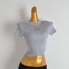 American Style New Arrival Pure Color Half Collar Pullover Knitwear Women's Clothing Summer Silm Short Sleeve T-shirt Tops