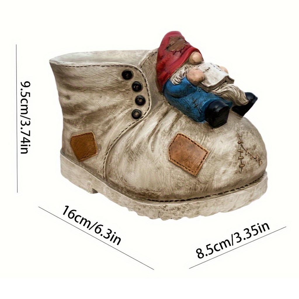 Cute Flower Pots Boot Planter Pot with Drainage Holes Fun Planters for Indoor Plants for Gnome Lovers Gift Work Desk Decor