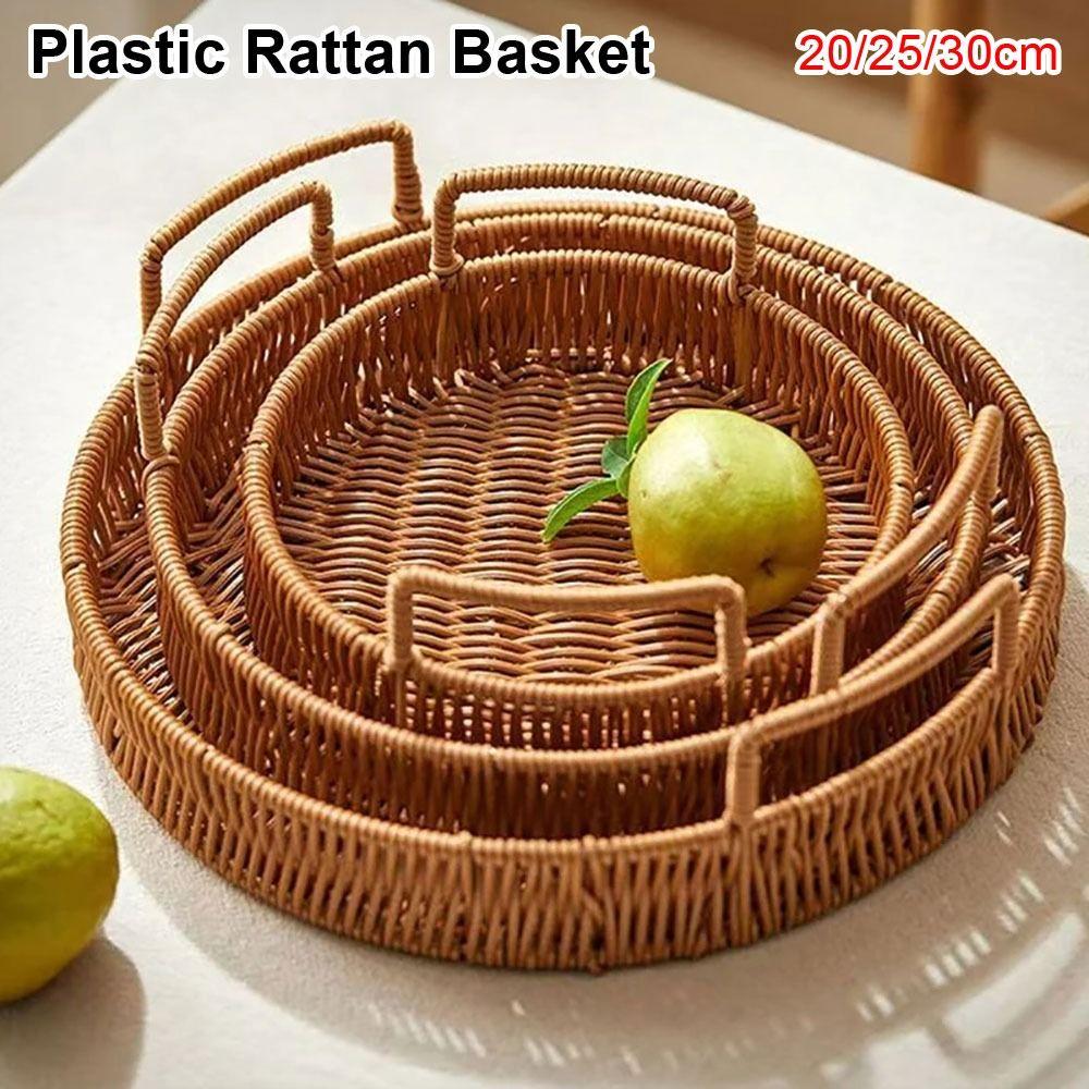 1Pcs Plastic Imitation Wicker Rattan Handwoven Rattan Basket