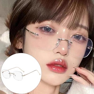 Blaulichtfilterbrille Unisex Großer Rahmen Randlos Klare Sicht Starkes Scharnier Transparenter Augenschutz Klare Blaulichtbrille Brille
