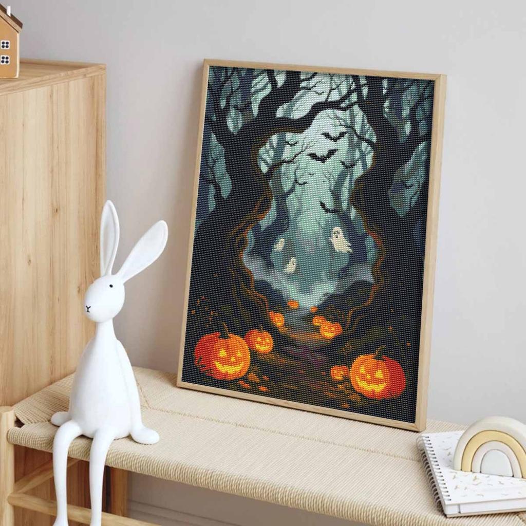 Halloween Diamond Painting Kit Pumpkin Forest Bats Handmade Diy Painting Home Decoration Painting