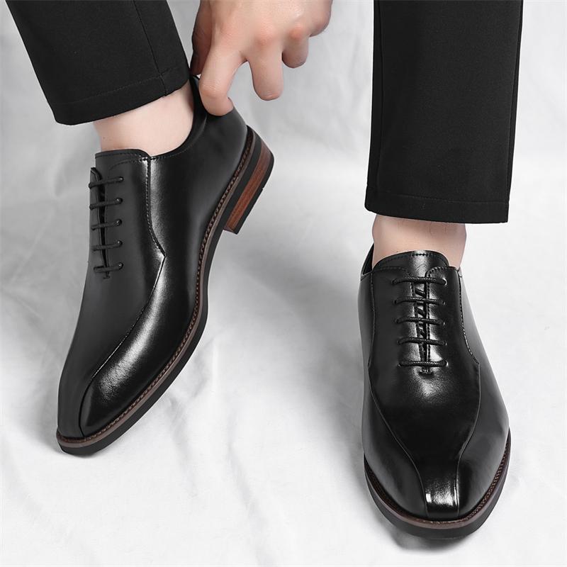 Fashion British Style Men's Business Leather Shoes Classic Gentleman High Quality Style Groom's Wedding Dress Black Brown Plus Size