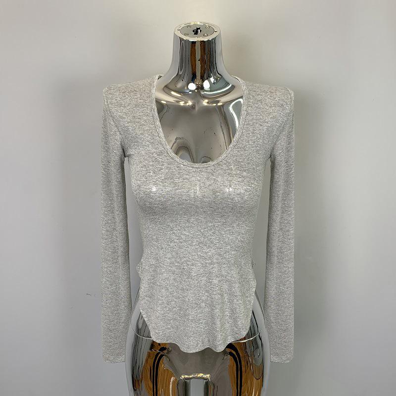 Korean Dongdaemun Sexy Low-Cut Bust-Enhancing Long-Sleeve Top