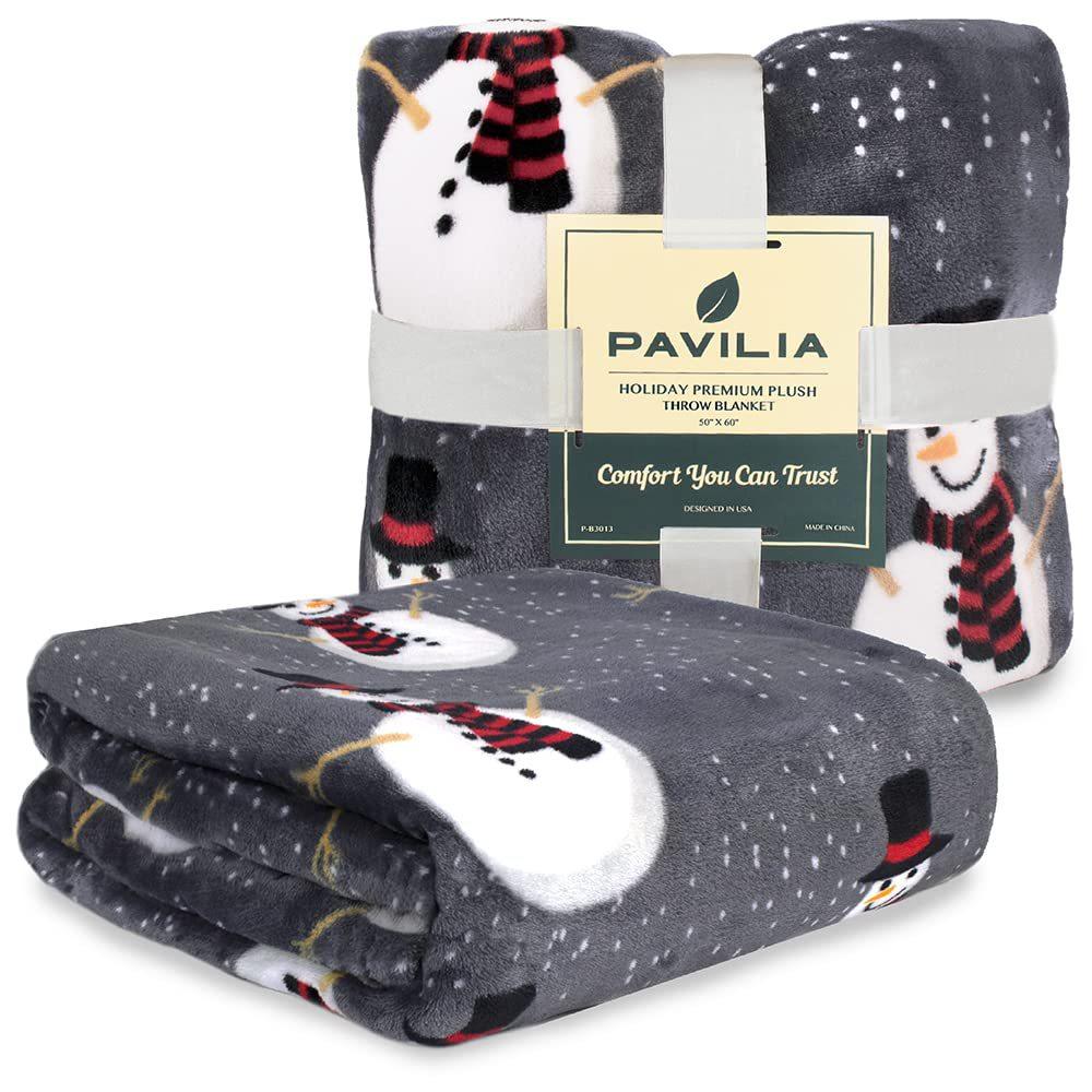 Cute Snowman Pattern Blanket Flannel Soft Comfortable Home Blanket Warm Blanket Birthday Gift
