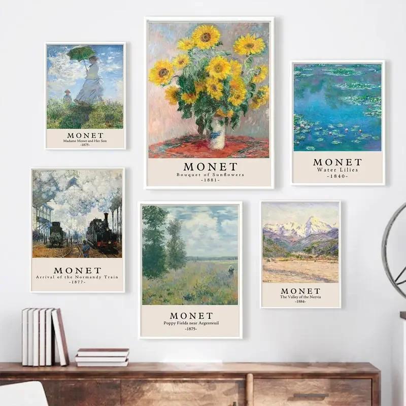 Abstract Claude Monet Canvas Poster Garden Landscape Museum Paintings Portrait Print Wall Art Picture for Living Room Home Decor