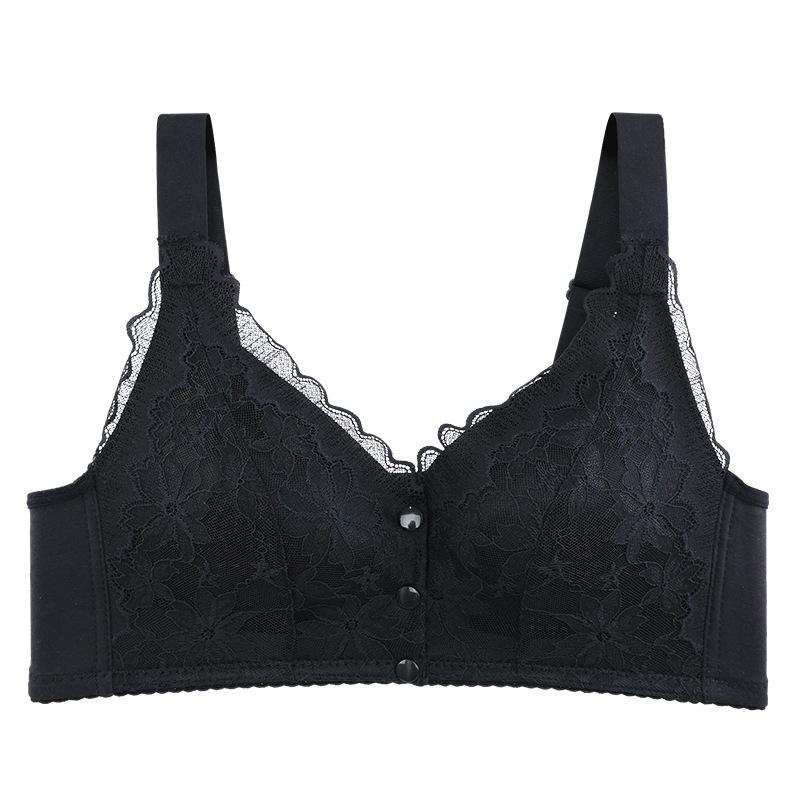Front buckle middle-aged and elderly bra gathering top support vest bra women's anti-sagging no steel ring fixed cup large size underwear