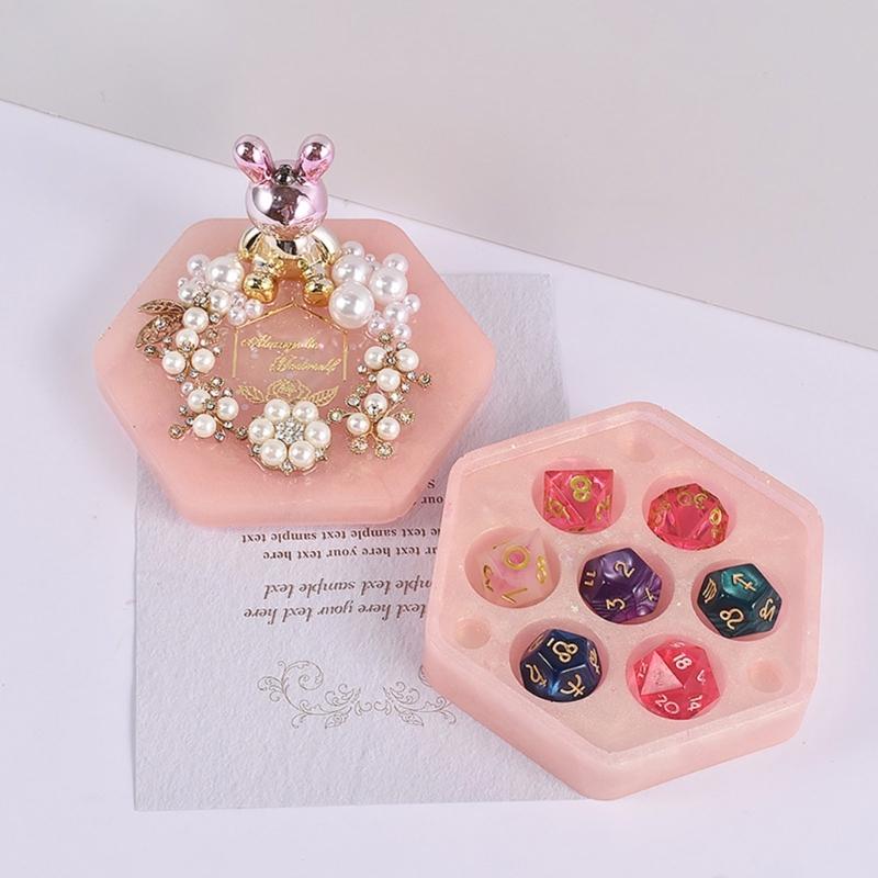 Altıgen Kutu Zar saklama kutusu Kalıp Takı Yüzük Kutusu El Sanatları Kalıp Takı Depolama için Uygun Diy Ev Dekorasyonu