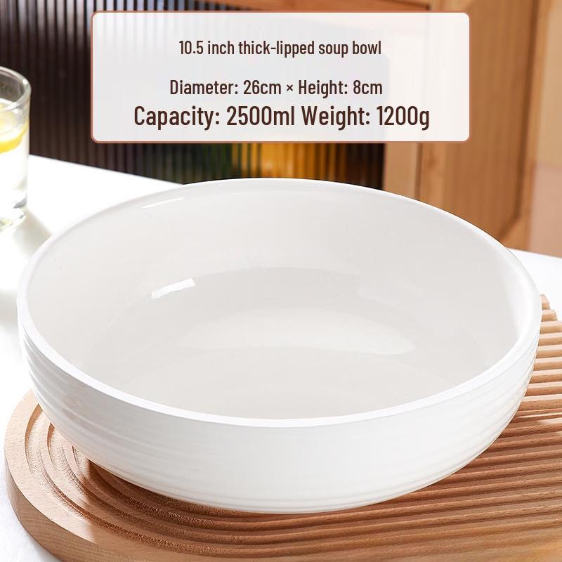 Ruhan Pure White Ceramic Sauerkraut Fish Bowl