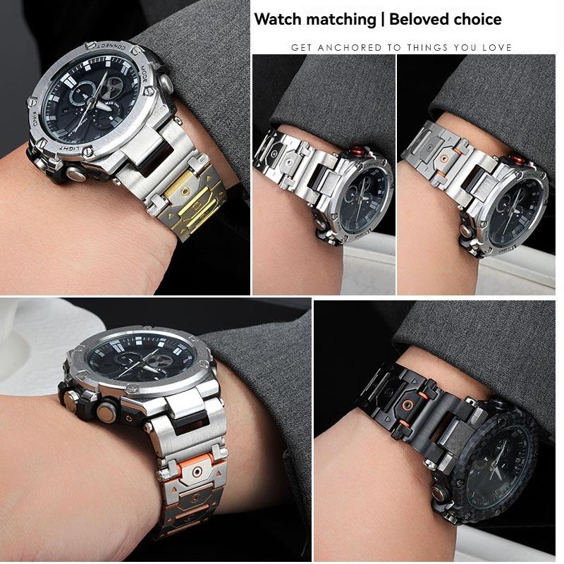 For Casio Watch GST-B100/S140/S110/S120/W130L/W300/400G/310 Modified Steel Belt Stainless Steel Belt Men's Recessed Bracelet