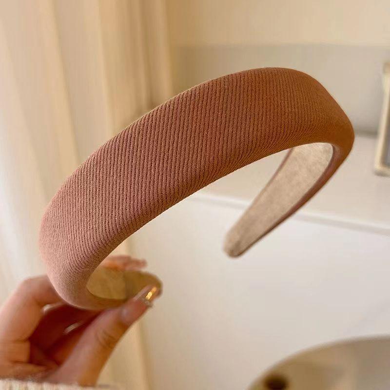French Retro High Crown Wide-Brimmed Plush Headband for Face Washing and Outings
