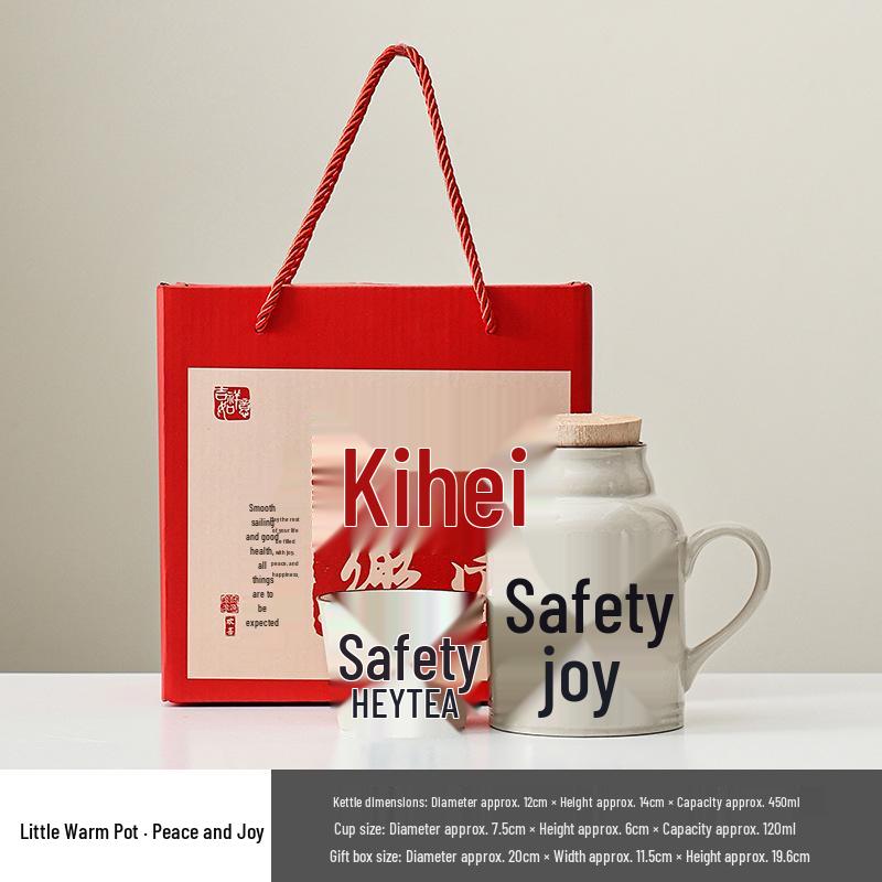 Ru Kiln Ceramic Insulated Teapot Set: Mute Thermos Pot with Teacup and Lid, Large Capacity, Chinese Style Office Cup.