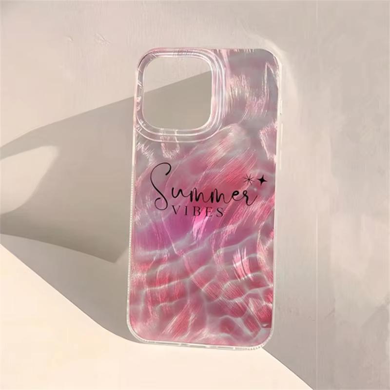 Summer Fresh Pink Water Wave Printed Case for Samsung Galaxy A55 A54 A15 A35S25 S24 S23 S22 Ultra S21 FE S20 Glossy Back Cover