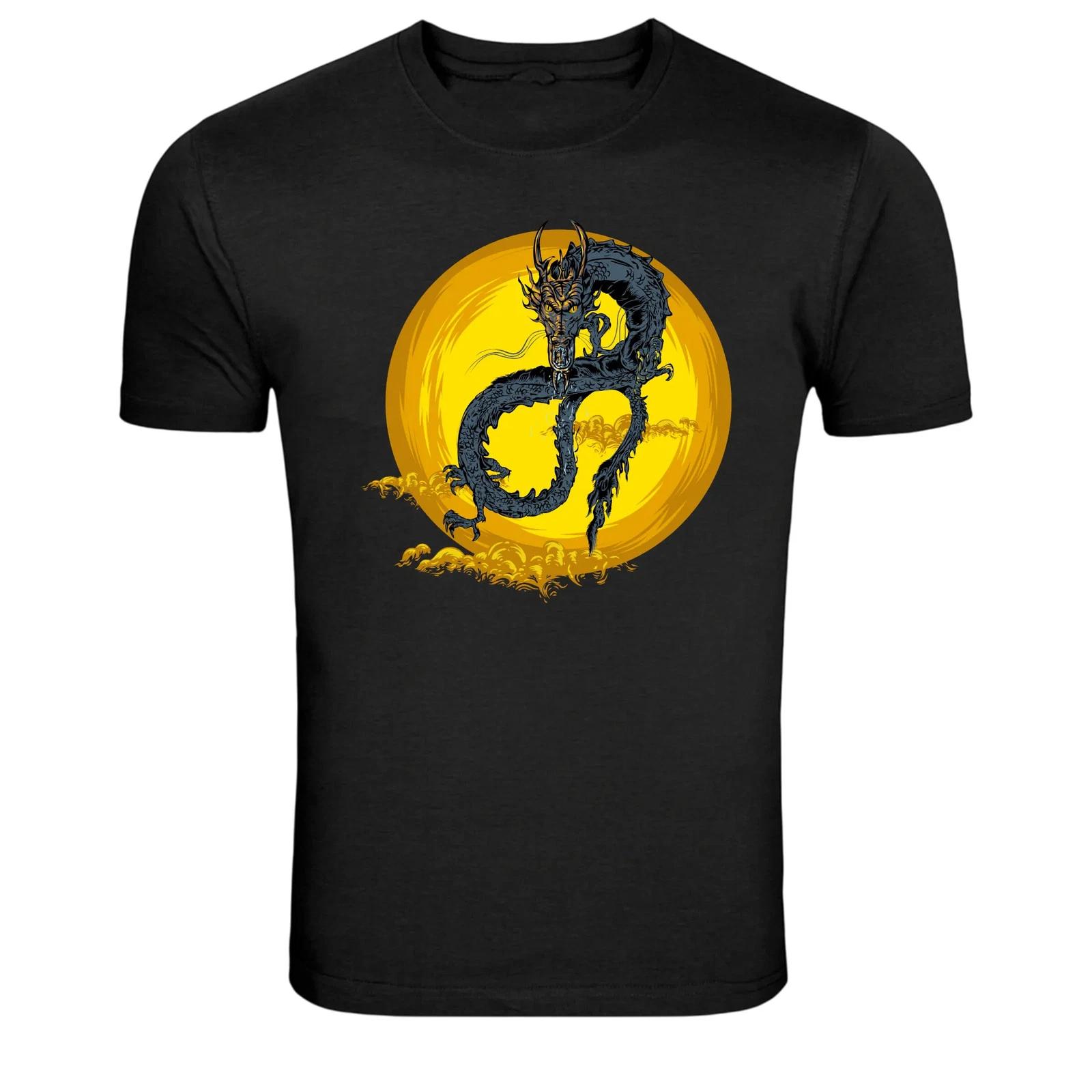Chinese Dragon Moon Mythical Creature Graphic T-Shirt S