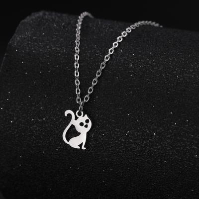 Dreamtimes Cute Cat Pendant Necklace for Women Stainless Steel Children's Fashion Cartoon Animal Jewelry Gift 2026 New