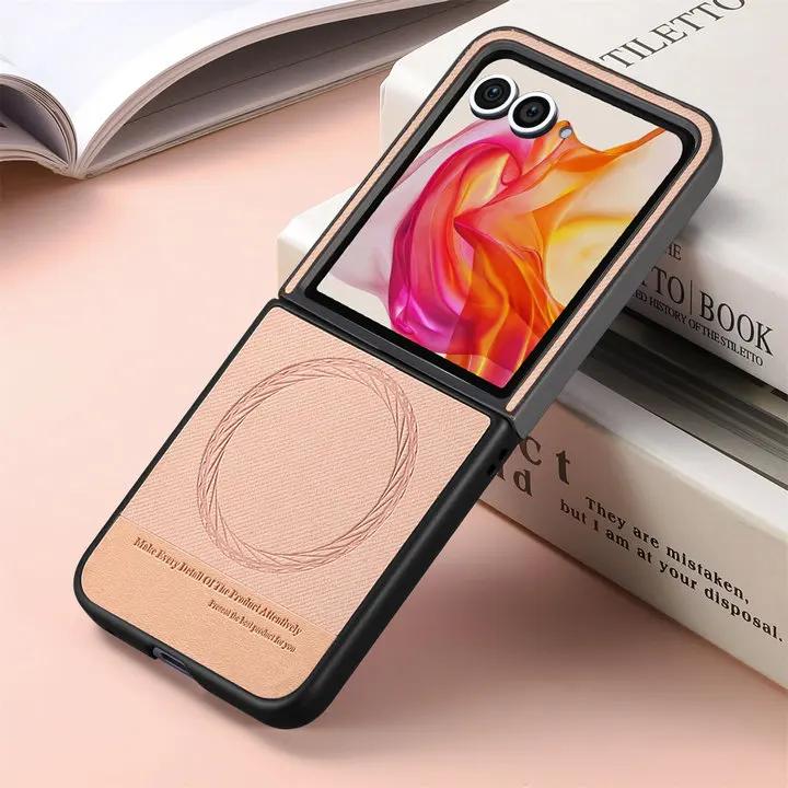 Funda de Cuero de Lujo Color Sólido para Motorola Razr 60 50 40 Ultra 5G Carga Inalámbrica Suave a Prueba de Golpes Protege Cubierta Trasera