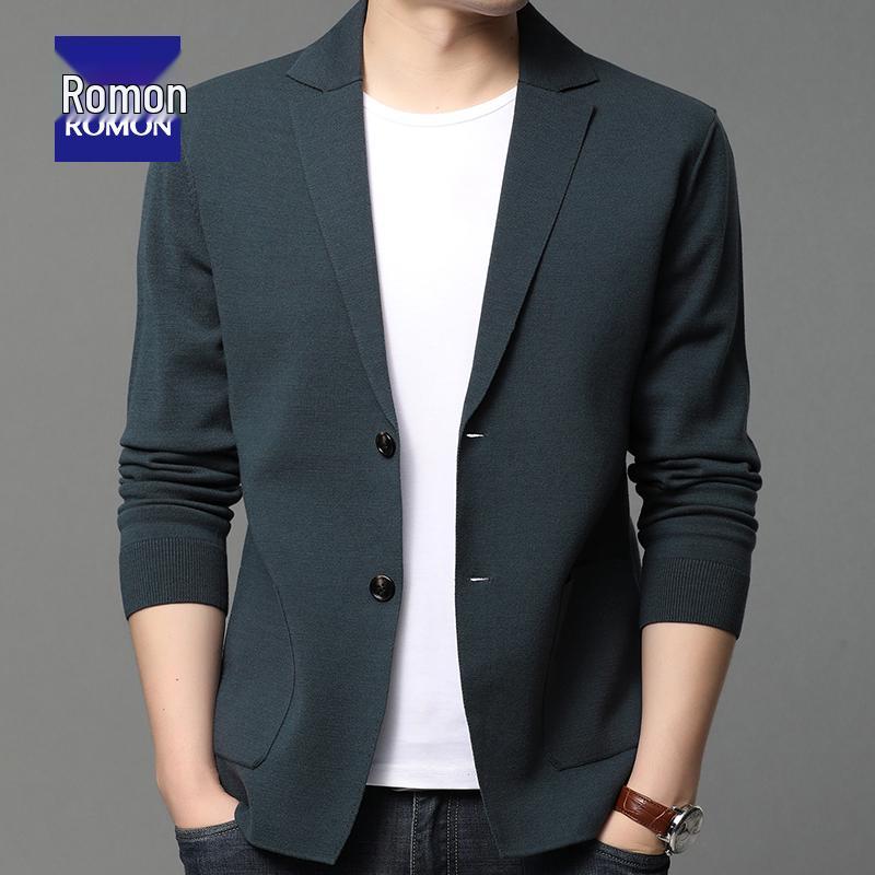Men's Romon Knit Cardigan Coat, Trendy Spring & Autumn 2025 Outerwear Sweater Suit
