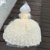 Chic Plush White Rose Pet Wedding Dress, Long Train Outfit, Pet Dog Cat Supplies Choice for Small Dog Birthday Photography