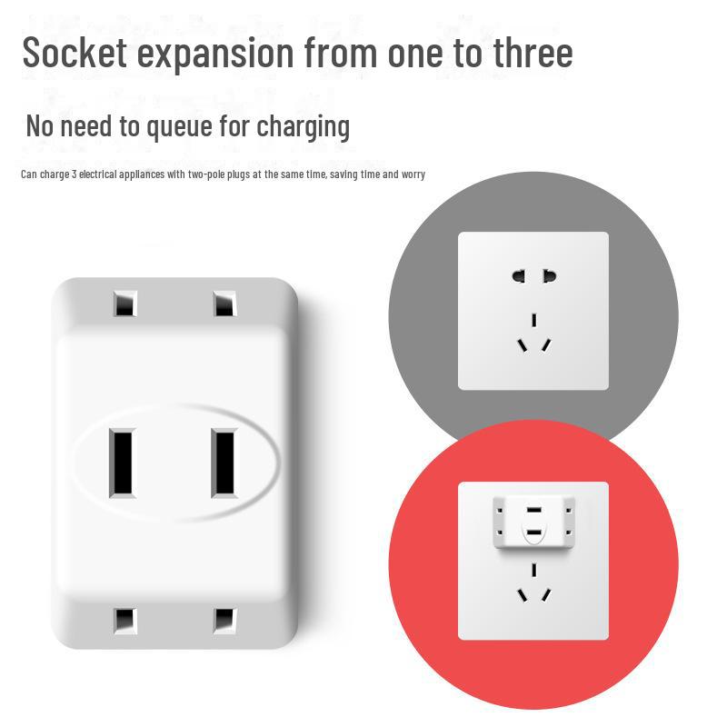 Convenient Multi-Hole 1-to-3 US Standard Plug & Socket Converter