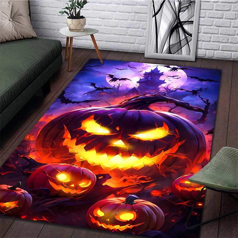 Halloween Pumpkin Head Pattern Rug Carpets for Bedroom Living Room Sofa Mat Creative Door Mat Dressing Room Rugs Play Mats Gifts