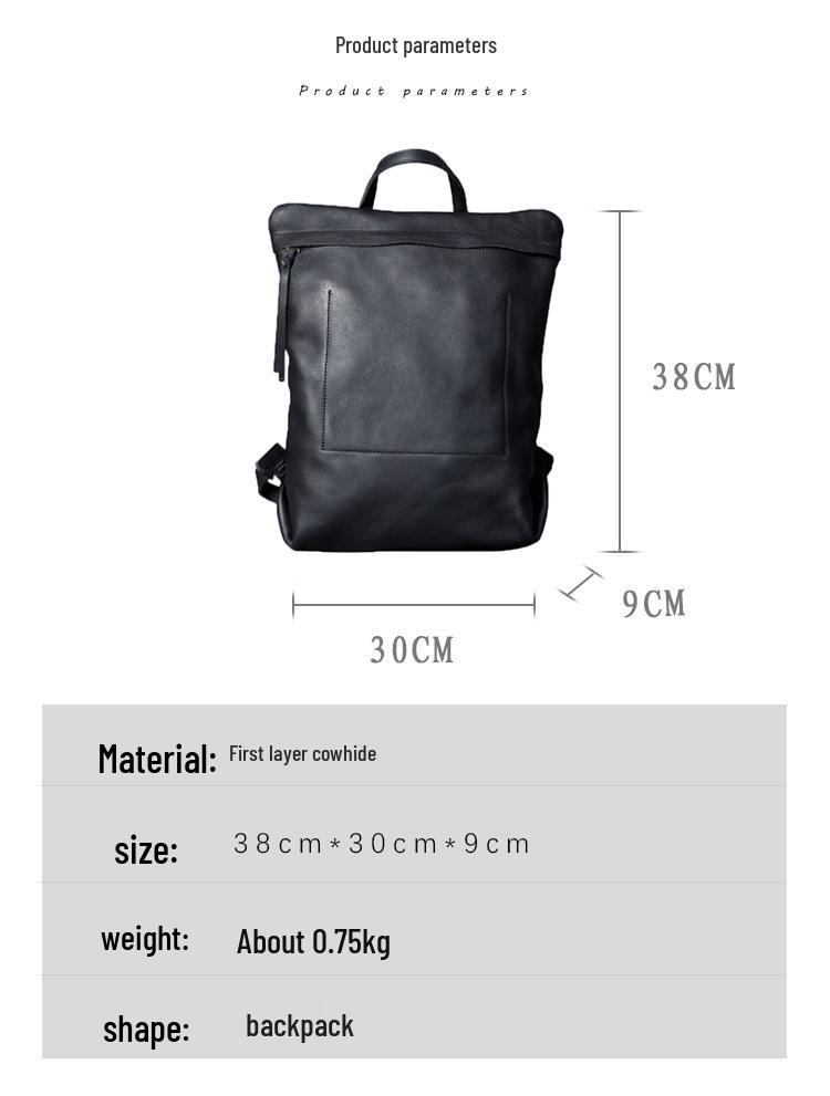 Genuine Cowhide Leather Minimalist Backpack: Handmade, Simple, Versatile Design for Men and Women.