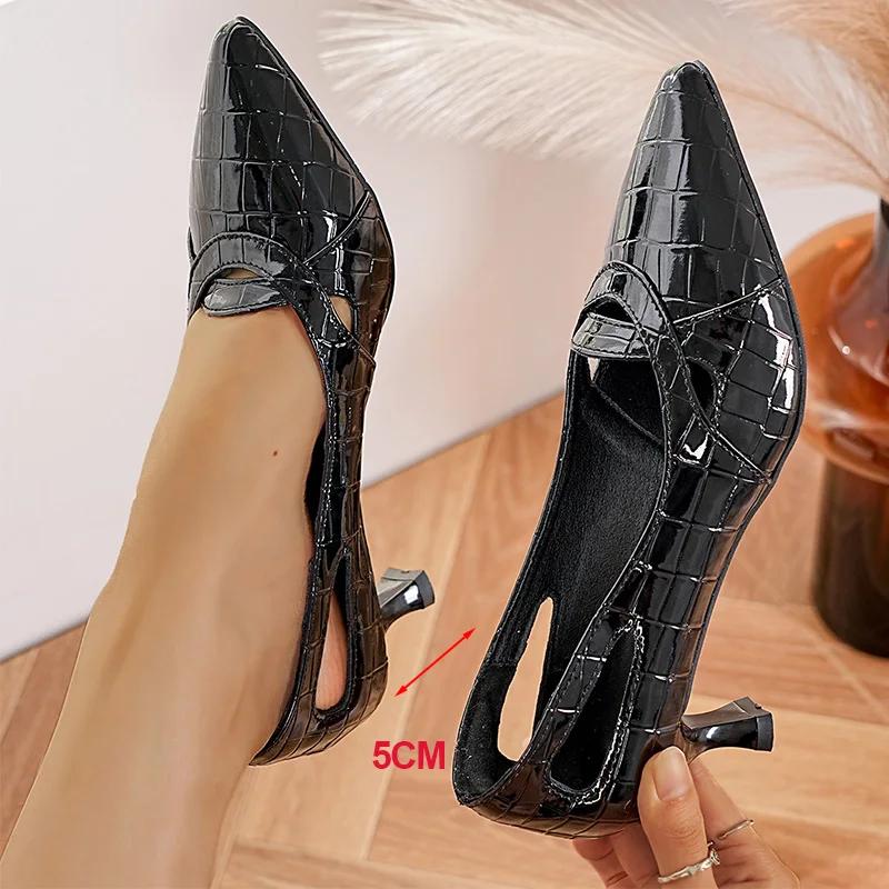 Fashion Patent Leather High Heels Pumps for Women 2025 Autumn Plus Size Pointed Toe Pumps Classics Thin Heeled Office Shoes Woman