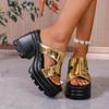 Fashion Summer 2025 New Open Toe Women's Platform Slippers Outdoor Plus Size Chunky Heels Sandals Fashion Concise Daily Dress Slippers