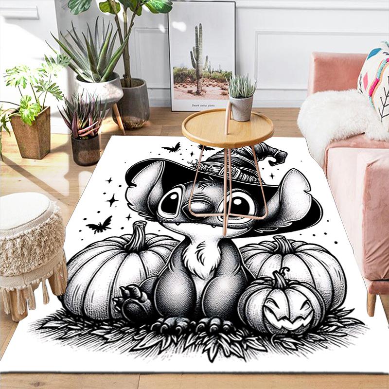 1Pc Halloween Stitch Pumpkins Printed Flannel Rug Soft Non Slip Carpet for Bedroom Living Room Office Floor Outdoor Home Decor Xmas Gift H1454