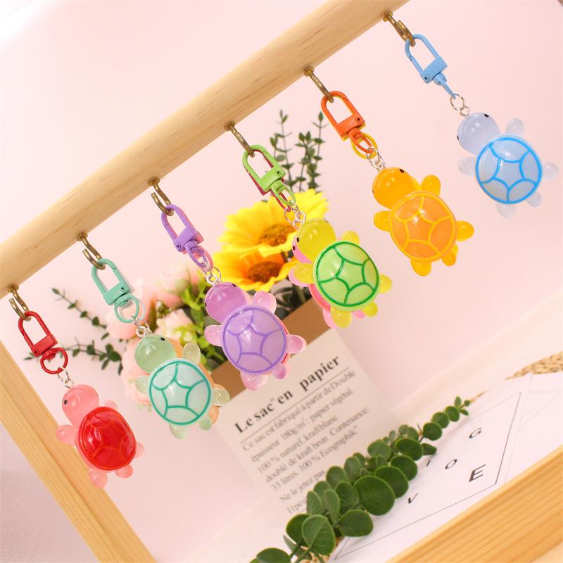 Cartoon Luminous Turtle Keychain Pendant Creative Kawaii Animals Key Ring Backpack Decoration Accessories Birthday Gifts