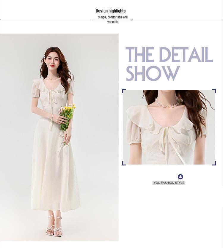 Elegant French Ruffle Dress - Slim-Fit Waist-Cinching Summer Style for Women