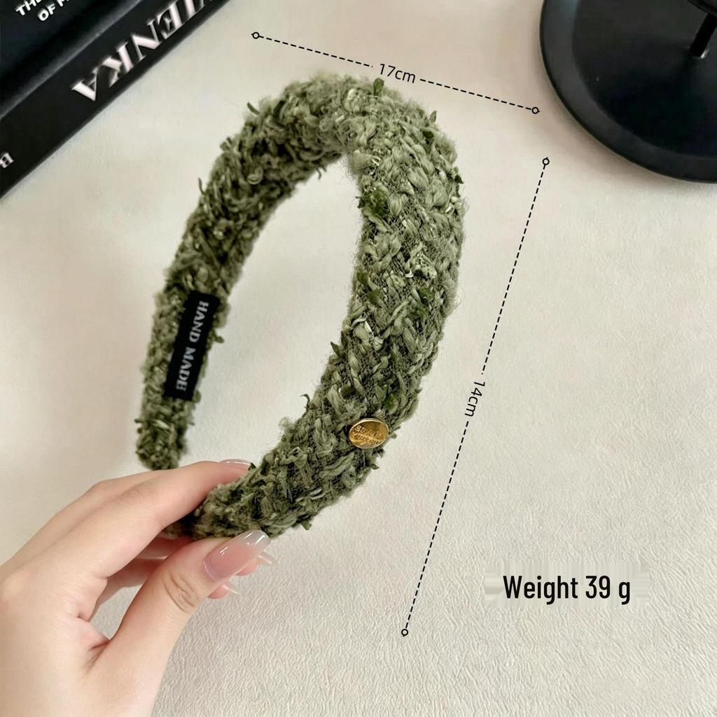 Korean High-End Tweed Headband for Women - Autumn/Winter 2026 Style