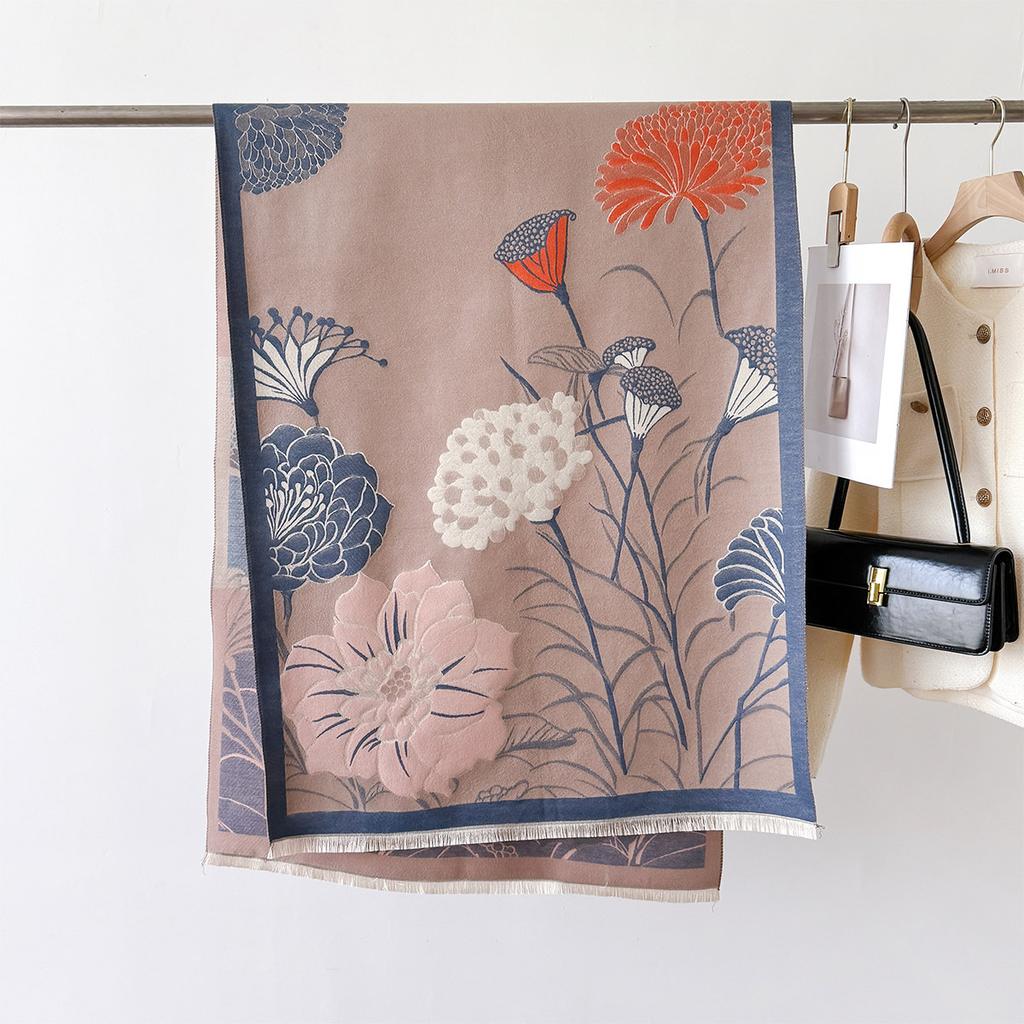 Neuer Damen Warmer Lotus Eleganter Schal Warmer Nackenschutz gegen Kalten Wind Hochwertiges Wickeltuch Weibliche Doppelseitige Foulard Schals