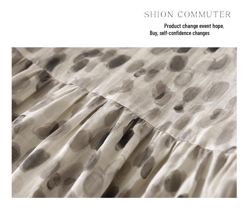 Xinxing 2025 V-neck Cotton Linen Swing Travel Dress - Mid-length Summer Vacation Wear