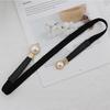 Women Waist Belt Elastic Thin Versatile Adjustable Faux Leather Creative Pearl Buckle Ladies Waistband Dress Belt for Daily Wear