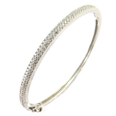 [P2396] - Silberarmband 'Rivière de Diamants' Weiß (rhodiniert) - 60 mm 3 mm
